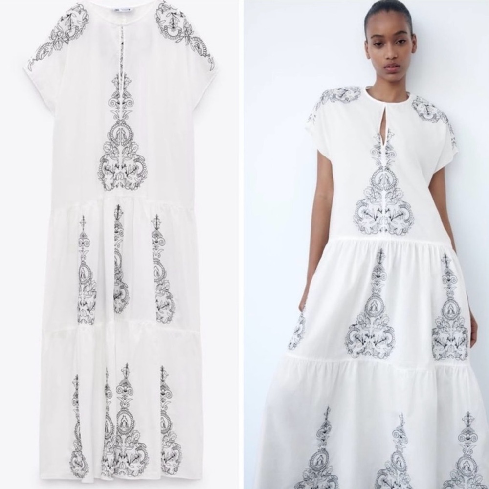 NWOT ZARA 100% COTTON WHITE
EMBROIDERED DRESS SIZE Small